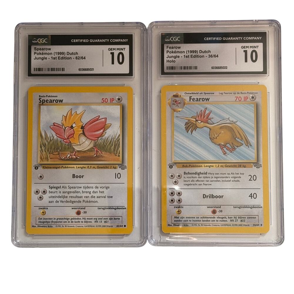 CGC 10 GEM MINT Sequential Spearow Fearow 1st Edition Dutch Jungle Set (PSA/BGS)